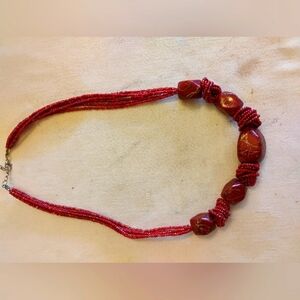 Elegant Red Beaded Necklace